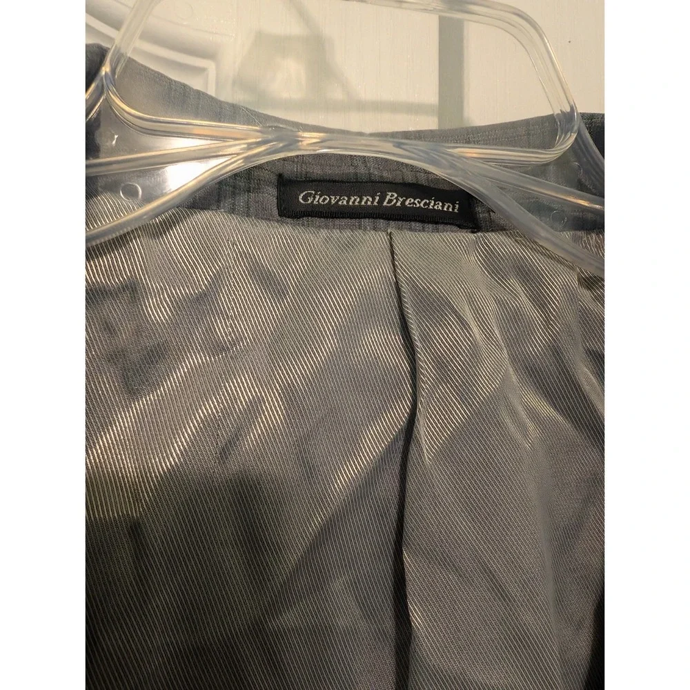 Giovanni Bresciani Mens Suit 40R Slim Fit Solid Gray Wool Jacket Italy